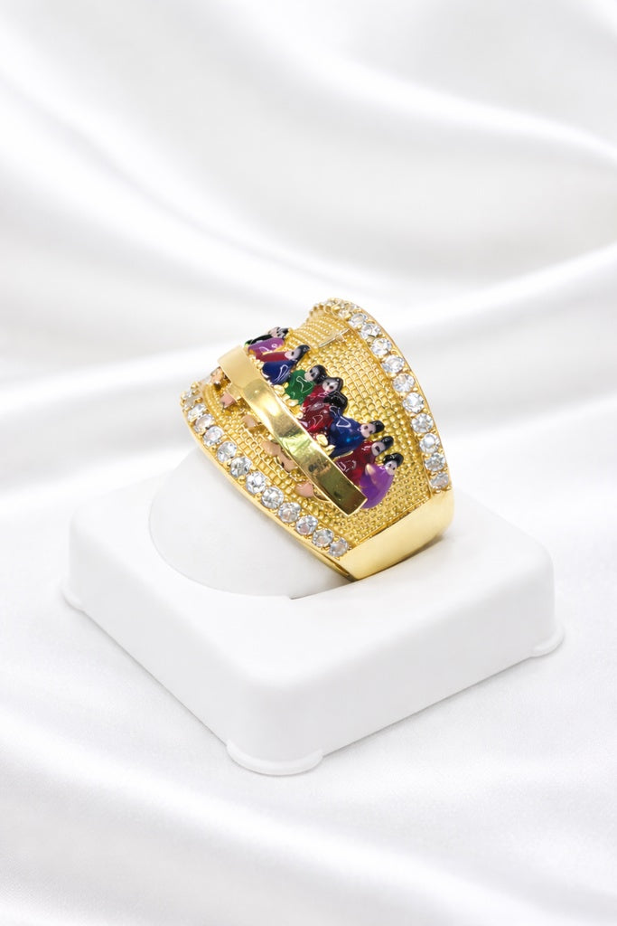 10KT COLOR LAST SUPPER CZ FRAME  RING Size 11 Weigth 6.4GR