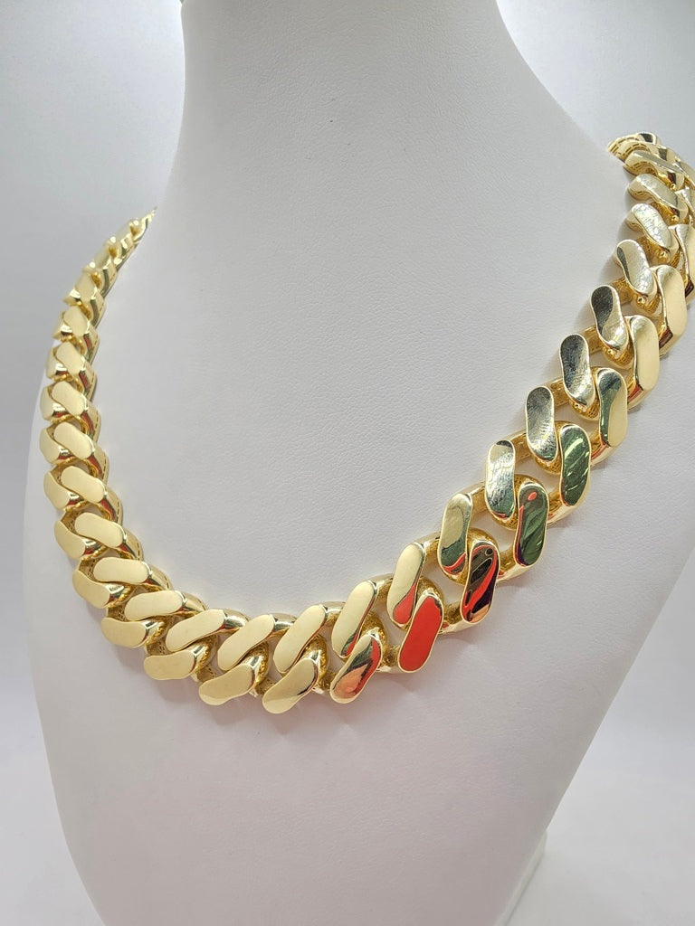 10KT CERTIFIED PLAIN MONACO CHAIN Size 15.5MM 24INCH Weight 61.5GR