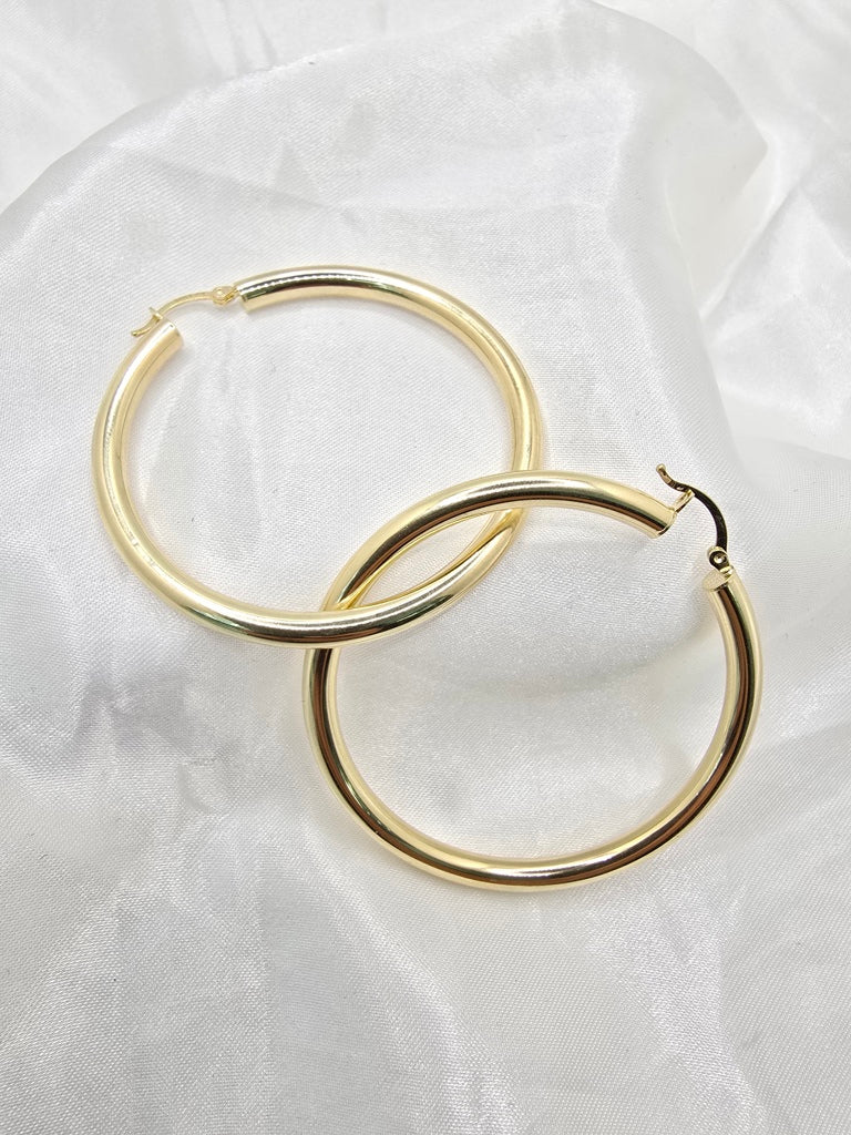 14KT PLAIN HOOPS EARRINGS Size 6 4MM Weight 4.6GR