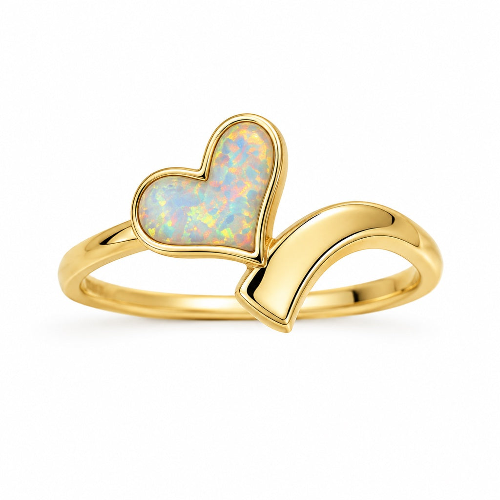 14KT DELICATE WHITE HEART RING Size 7 Weight 2GR