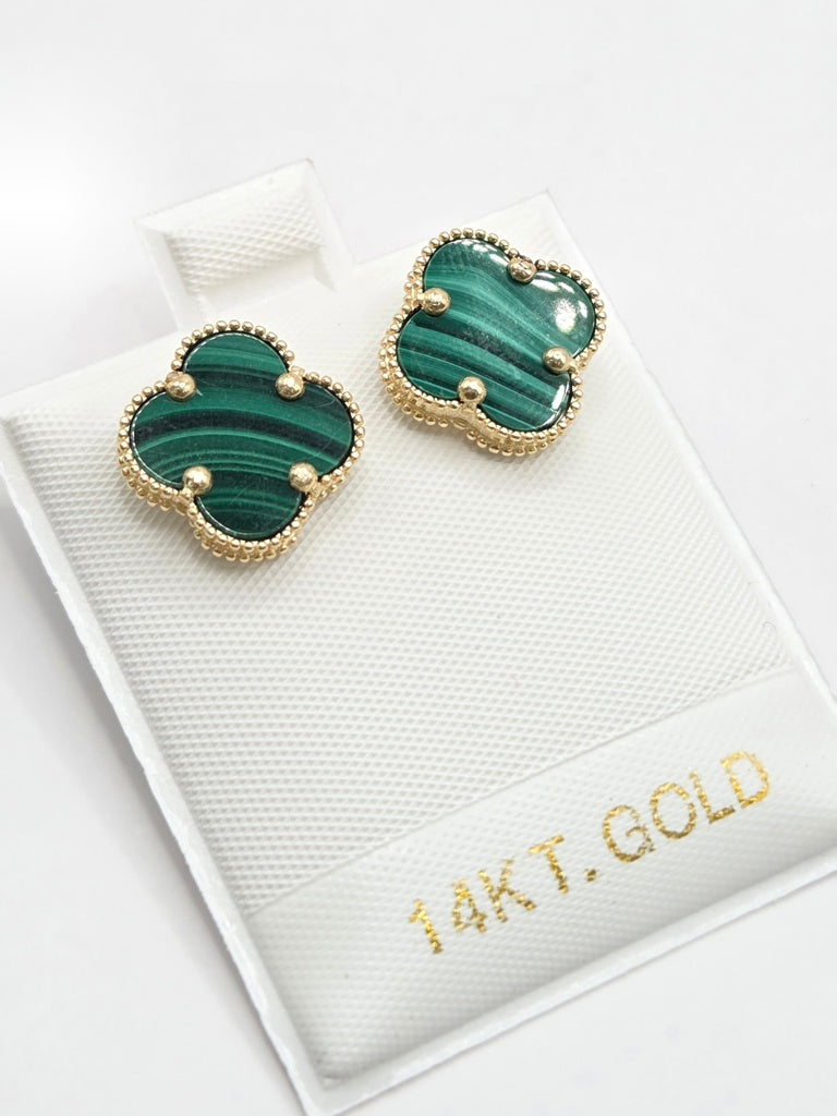 14KT LARGE GREEN CLOVER EARRINGS Size LARGE Weigth 2.8GR
