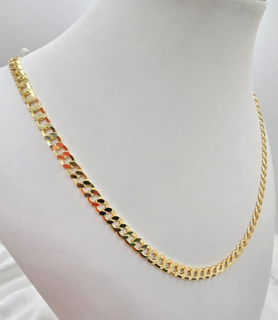 10KT HOLLOW CUBAN CURB FLAT CHAIN Size 26INCH 6.5MM Weight 18.5GR