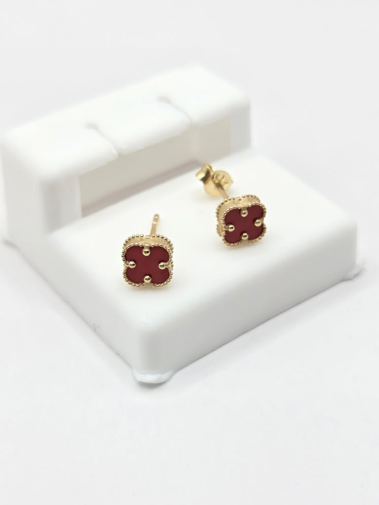 14KT EXTRA SMALL RED CLOVER EARRINGS Size EXTRA SMALL Weigth 1GR