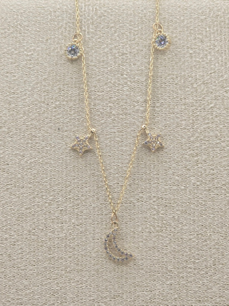 TO THE MOON AND BACK 14KT CZ YG WOMAN'S BRACELET SIZE 7in Weight 2.6