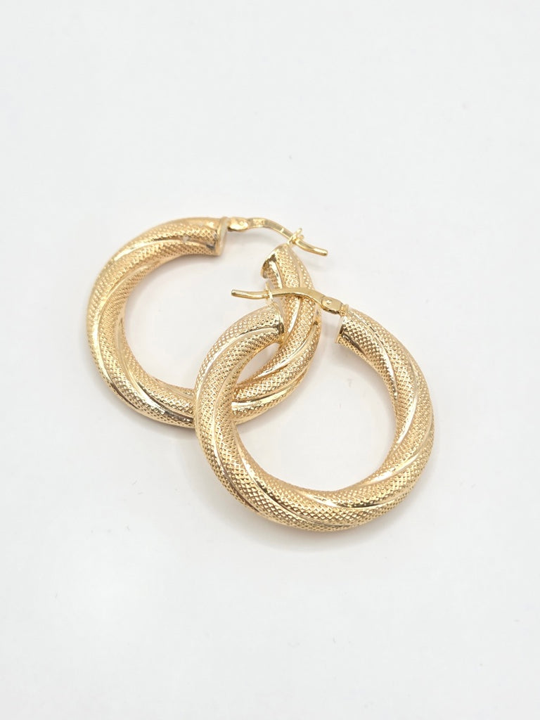 10KT CROOKED NEVADAS HOOPS EARRINGS Size 2 4MM Weigth 2GR