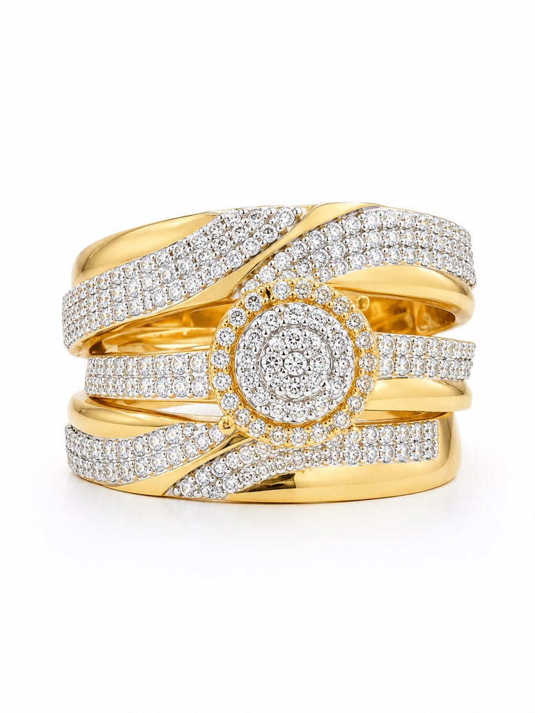 14KT DIAMOND ENGAGEMENT TRIO SET RING Size 7-11
