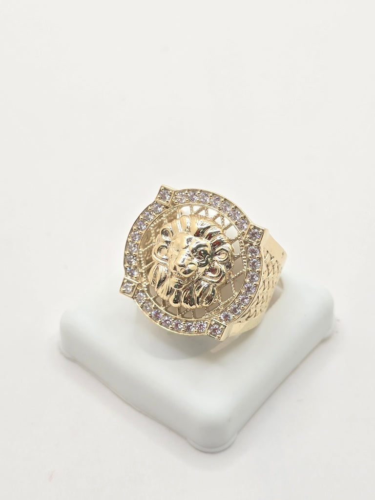 10KT LION FACE RING WITH NET BACKGROUND Size 10 Weight 10.3GR