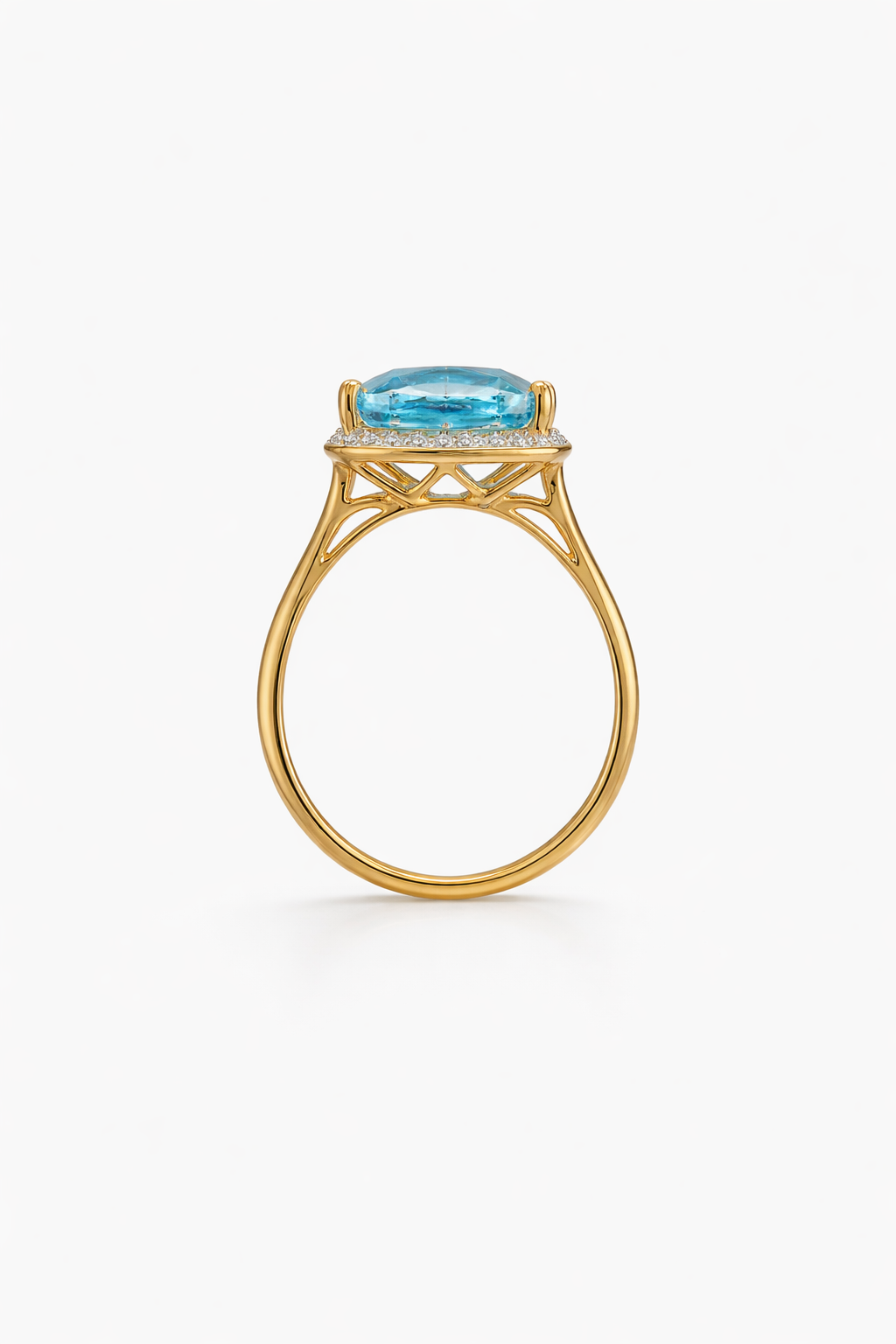 10KT EXOTIC LARGE SQUARE SKY BLUE STONE RING Size 9 Weigth 4GR