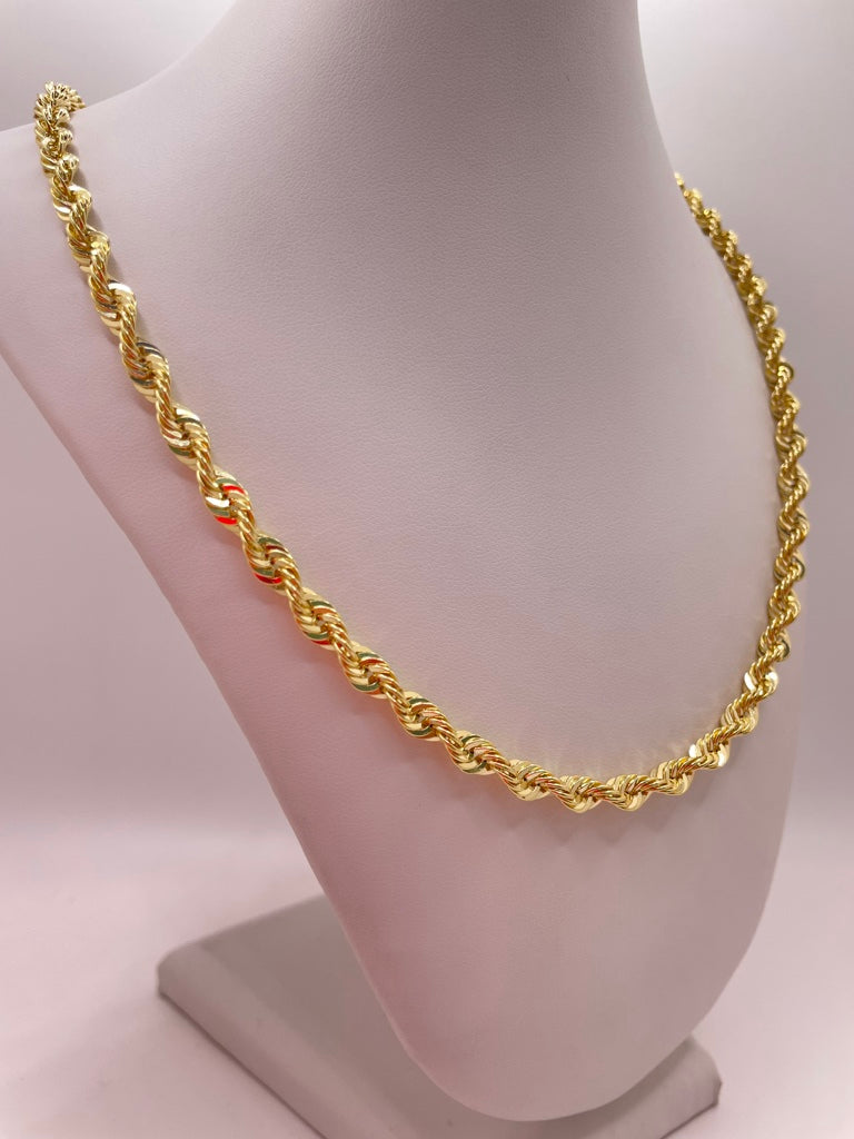 10KT ROPE STYLE CHAIN 18INCH 5MM