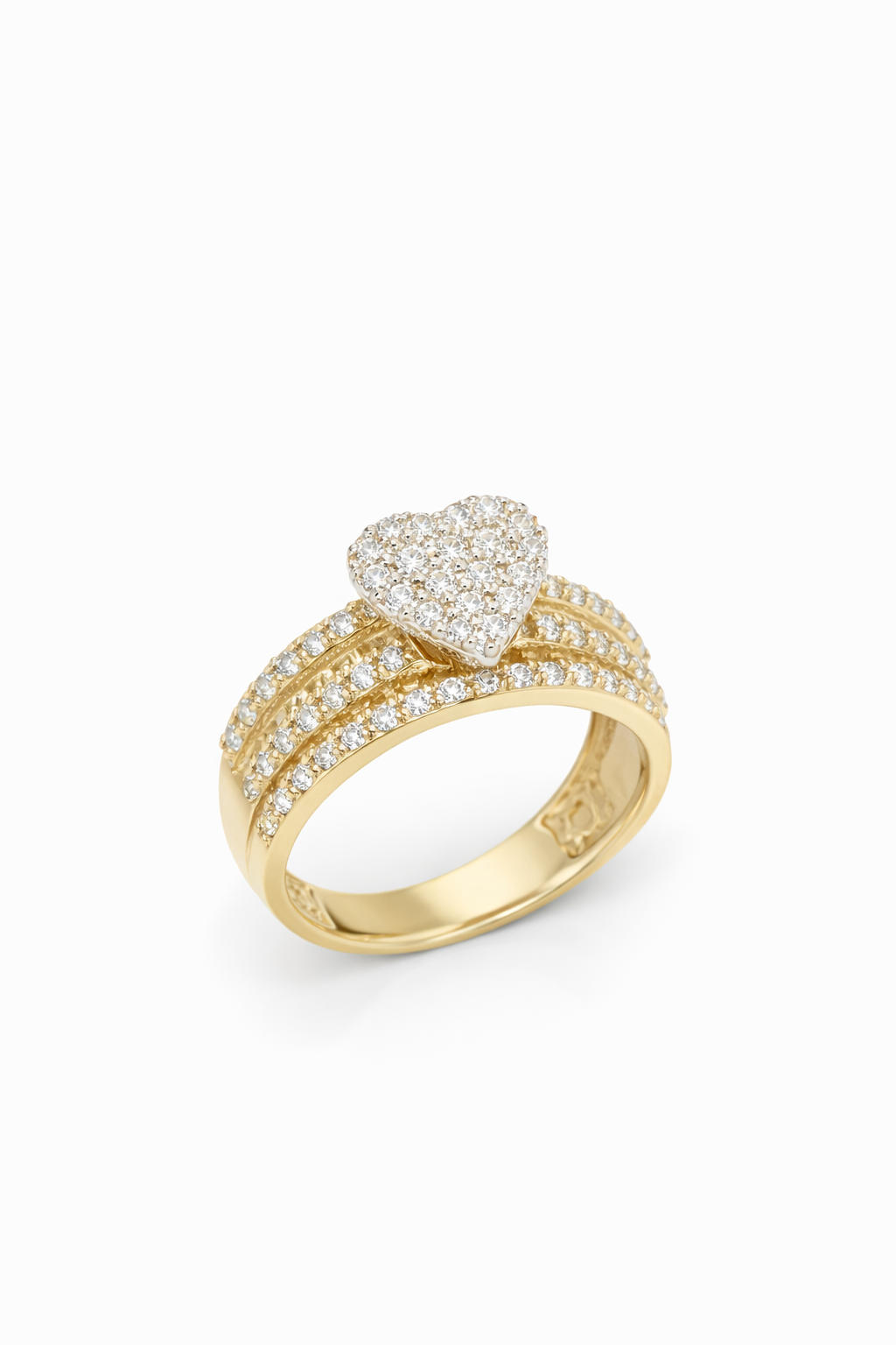 10KT ELEGANT BAGUETTE SMALL HEART RING  Size 6.5 & 7.5 Weight 4GR