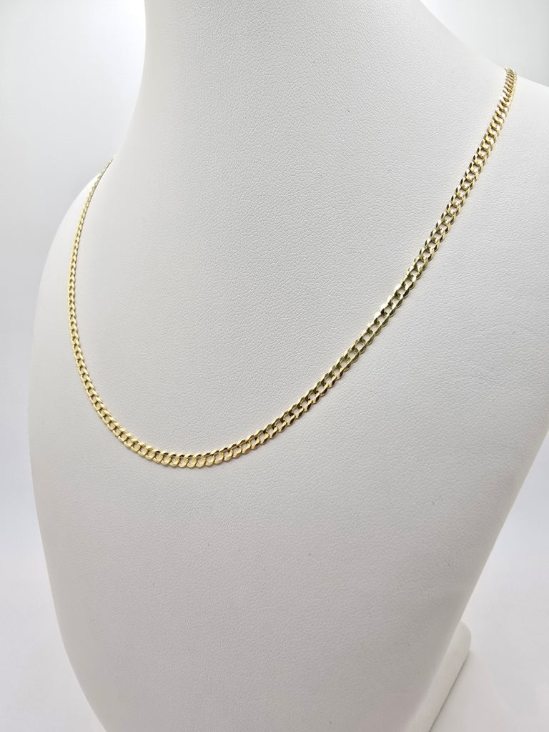 10KT SOLID CUBAN CURB FLAT CHAIN Size 22INCH 2.5MM Weight 3.9GR