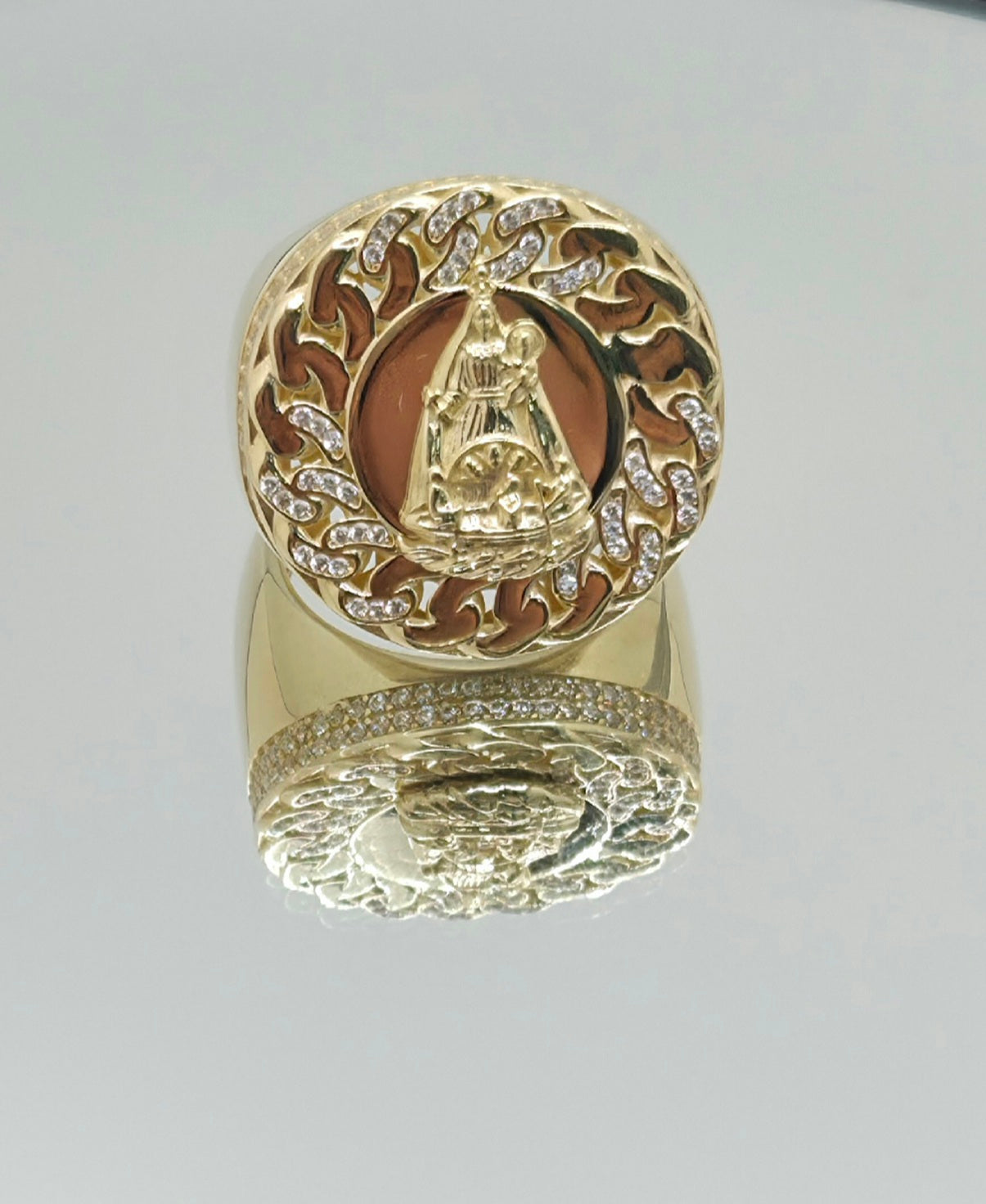 10KT CHAIN DETAIL ROUND CARIDAD RING Size 12 Weight 13.5GR