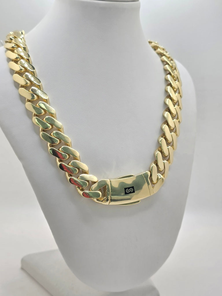 10KT CERTIFIED PLAIN MONACO CHAIN  Size 22INCH 15.5MM Weight 51.2GR