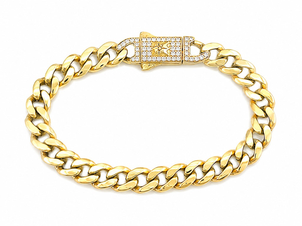 14KT MONACO STYLE BRACELET Size 8INCH 7MM Weigth 9.2GR