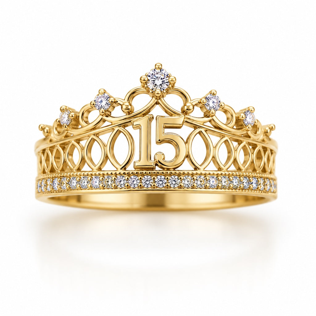 14KT CZ FIFTEEN SPRINGS  ELEGANT RING Size 7 Weight 2.3GR