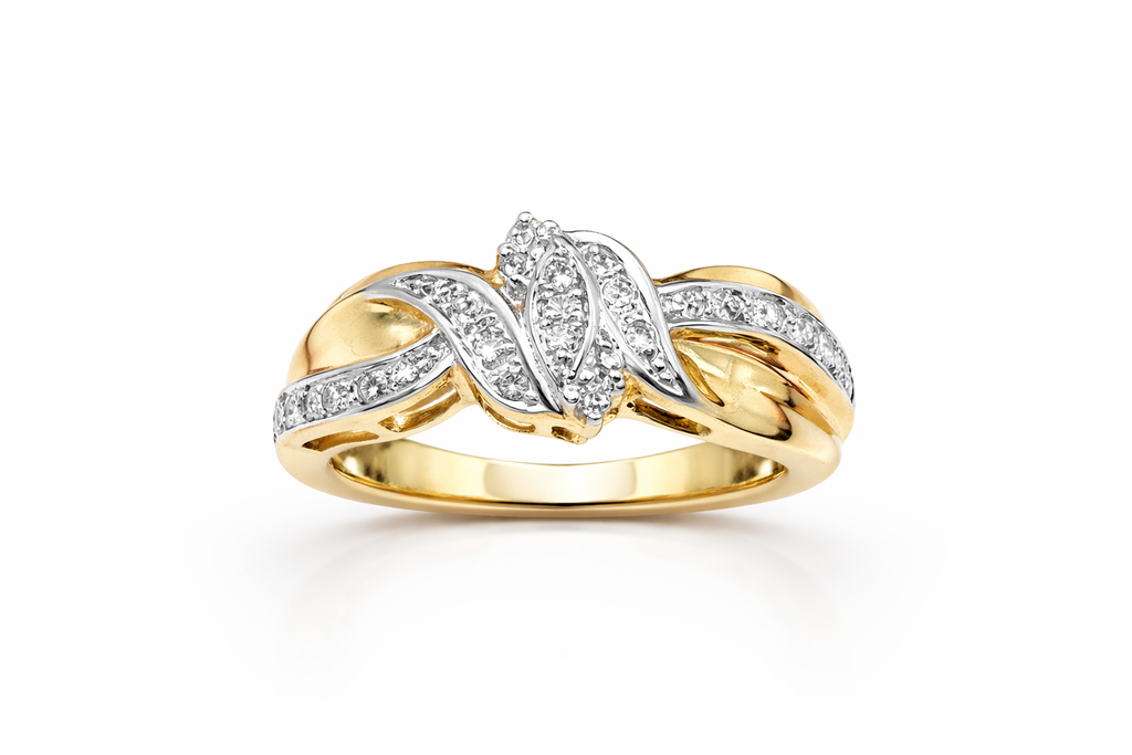 10KT EXOTIC AND EXCLUSIVE WOMAN'S DIAMOND RING Size 7 Weight 5GR