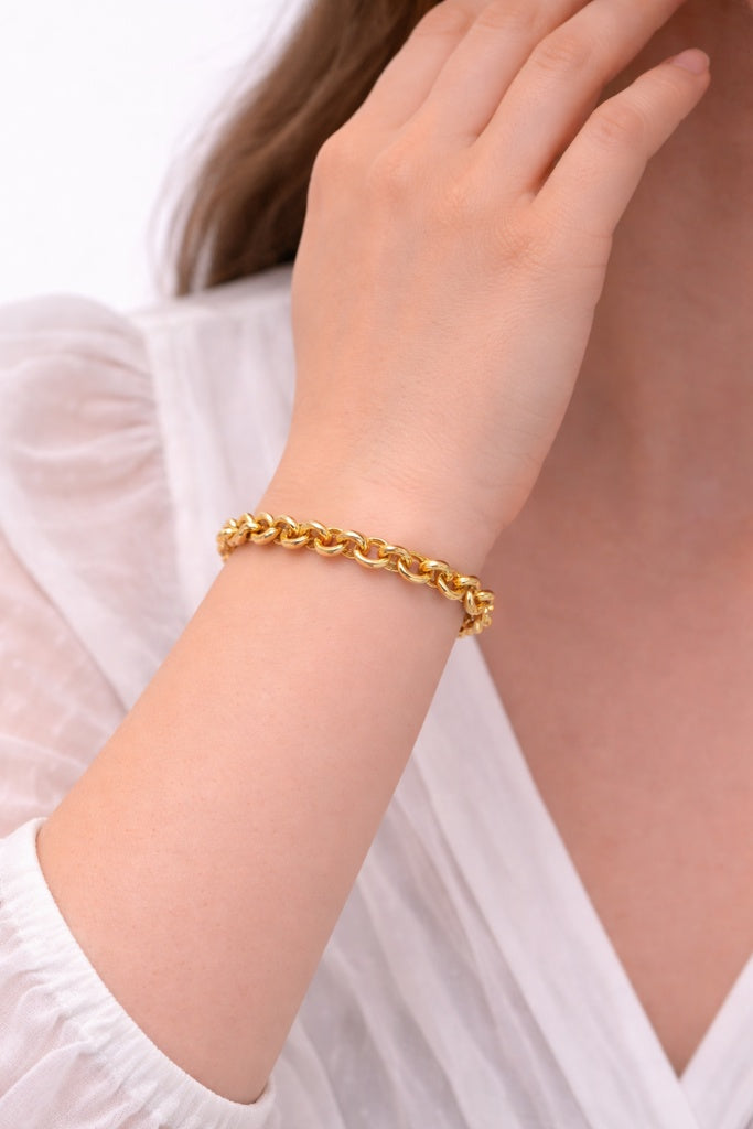 14KT MODERN ROLO BRACELET Size 7INCH  Weigth 6.7GR