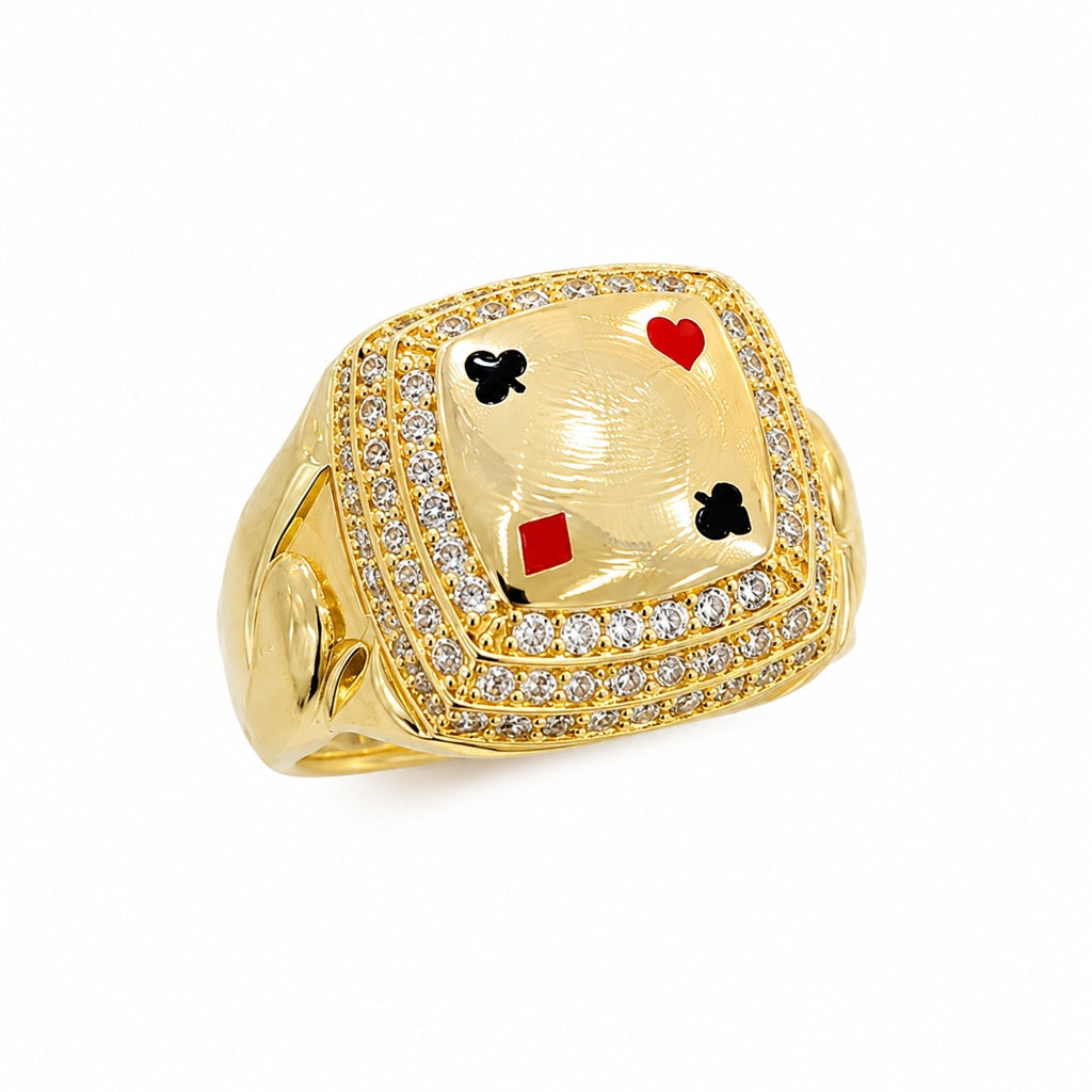 14KT MODERN POKER SYMBOLS SQUARE MAN'S RING Size 12 Weigth 5.3GR