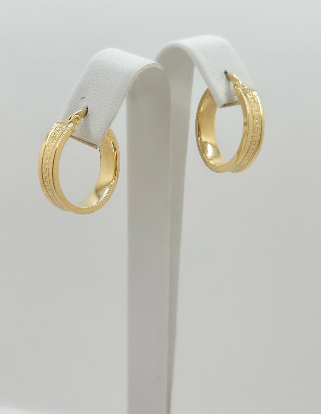 10KT GREEK STYLE SRTAIGHT EDGE HOOPS EARRINGS Weight 2.7GR