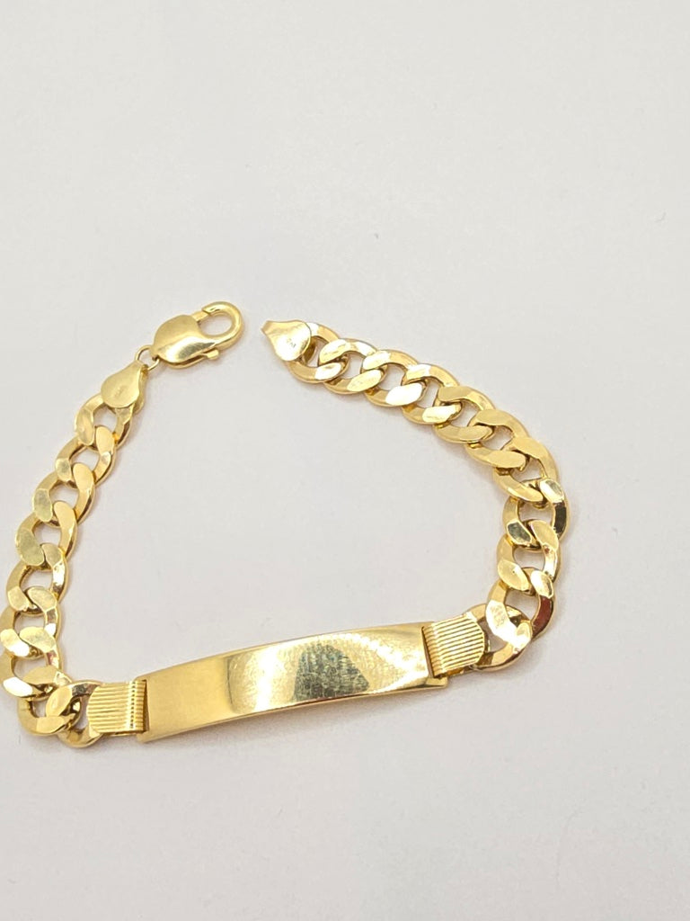 10KT CUBAN CURB FLAT WHITE PLATE BRACELET Size 9INCH 9.5GR Weight 17.7GR