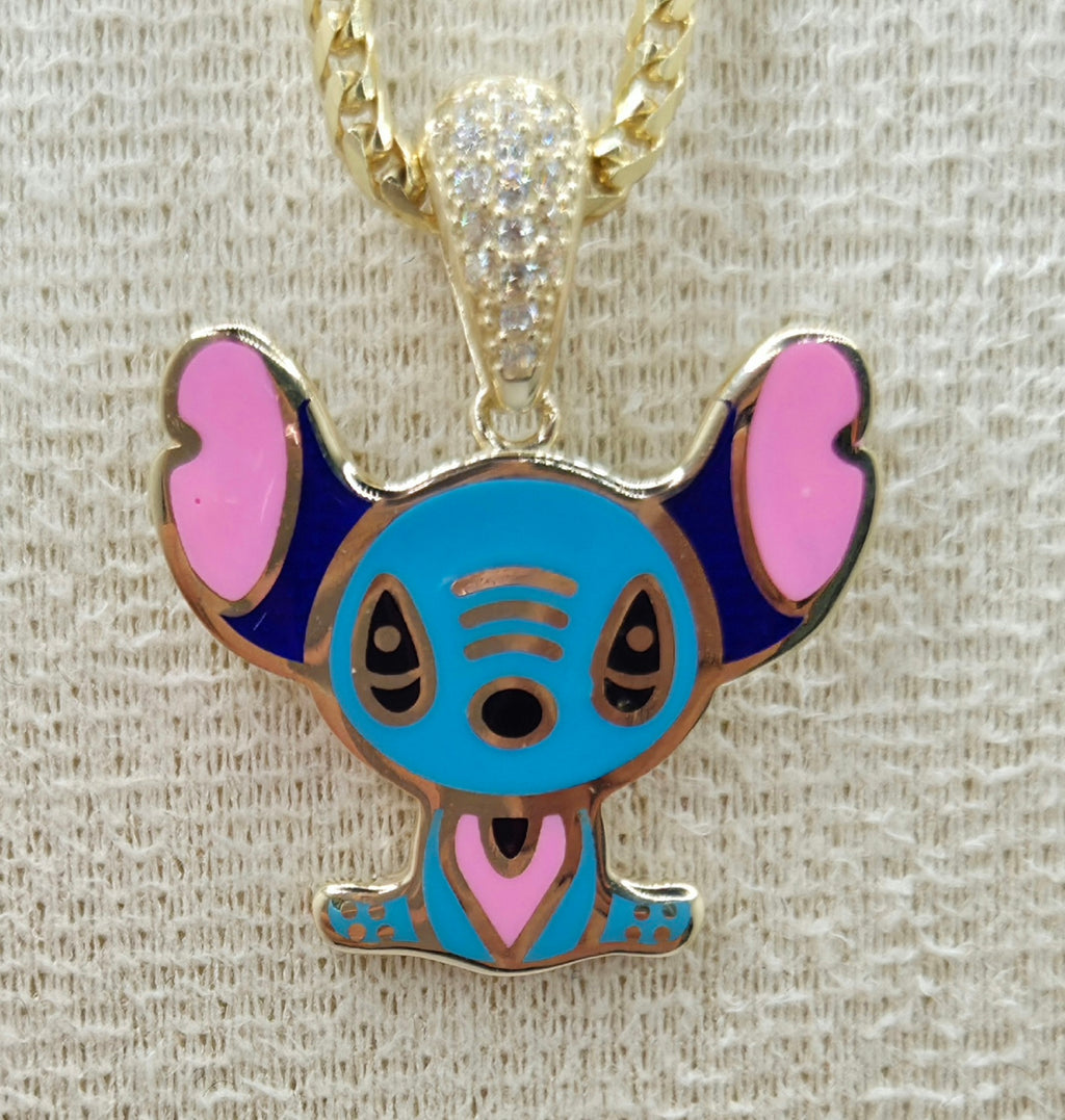 10KT SKY BLUE FLAT STYLE STITCH PENDANT Weight 3.2GR