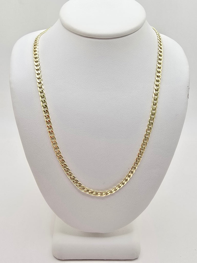 14KT HOLLOW CUBAN CURB FLAT CHAIN Size 16INCH 3MM Weight 3.3GR