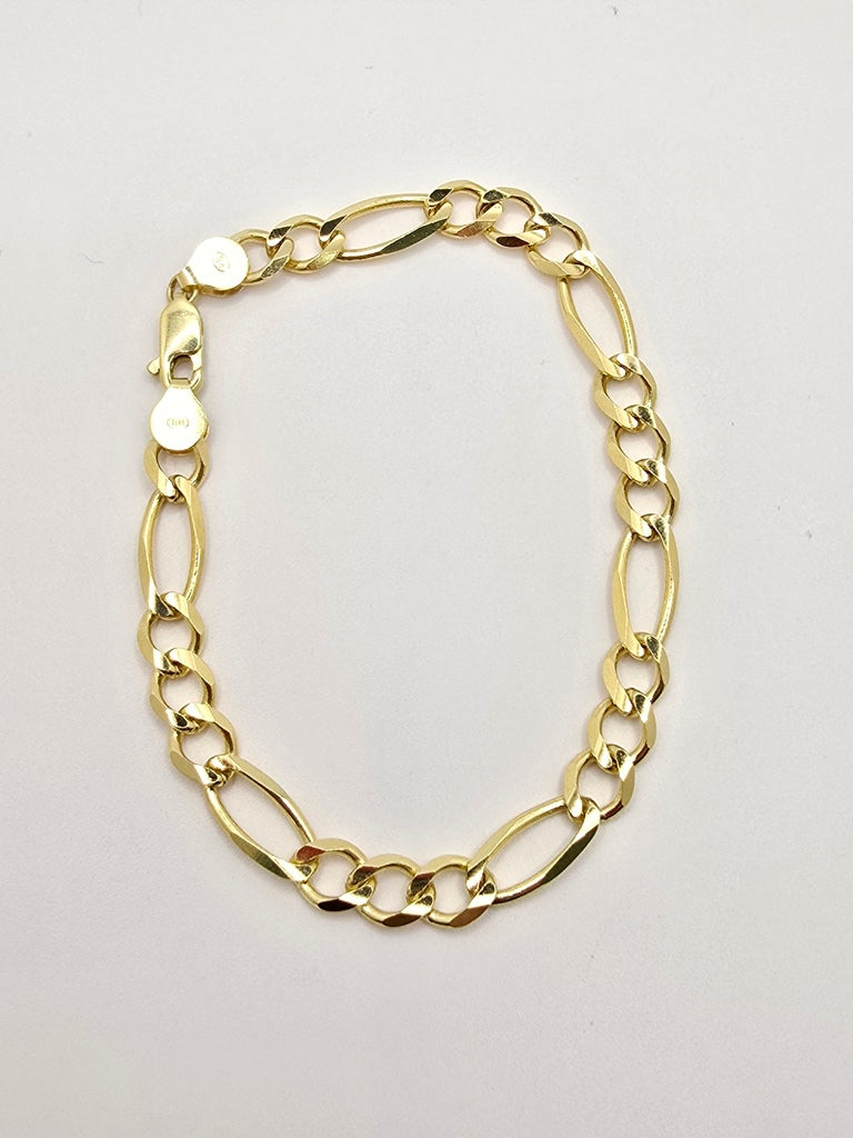 10KT FIGARO BRACELET  Size 9INCH 7MM Weight 11.3GR