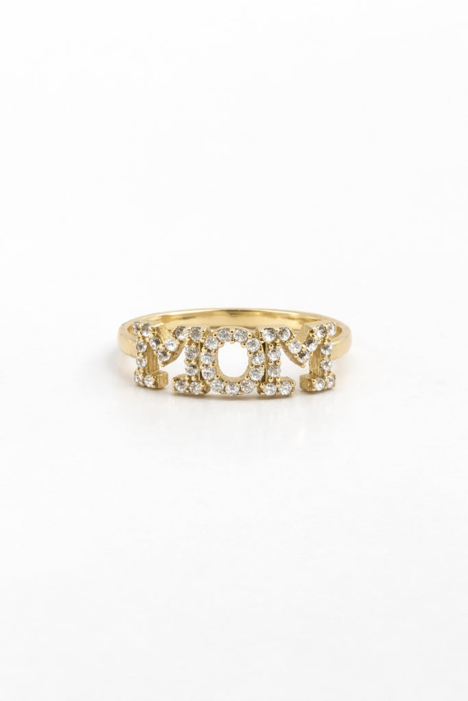 14KT BEAUTIFUL CZ FILLED MOM RING SIZE 7 Weight 1.4GR