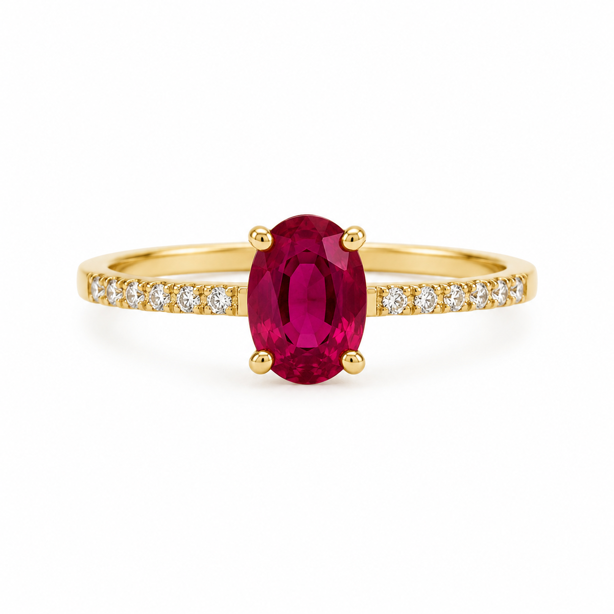 14KT RUBI & DIAMOND PROMISE RING Size 7