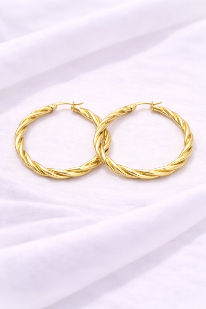 10KT CLASSIC CROOKED HOOPS EARRINGS Size 4 Weigth 2.2GR
