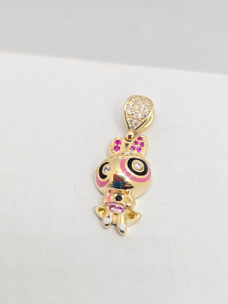 14KT BOMBOM BEAUTIFUL POWERPUFF GIRLS BLOSSOM PENDANT