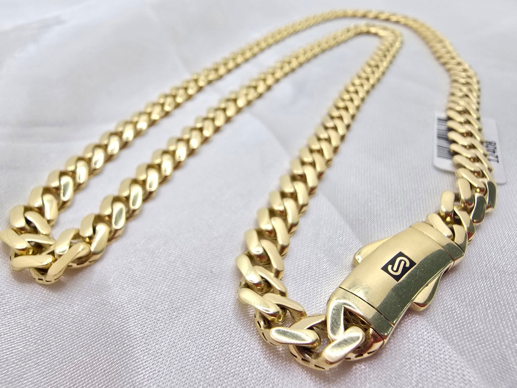 10KT PLAIN  CERTIFIED MONACO CHAIN Size 11.5MM 24INCH Weight 38.1GR