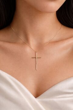 14KT PLAIN CROSS CHAIN SET Size 1MM 18IN  Weigth 2GRS