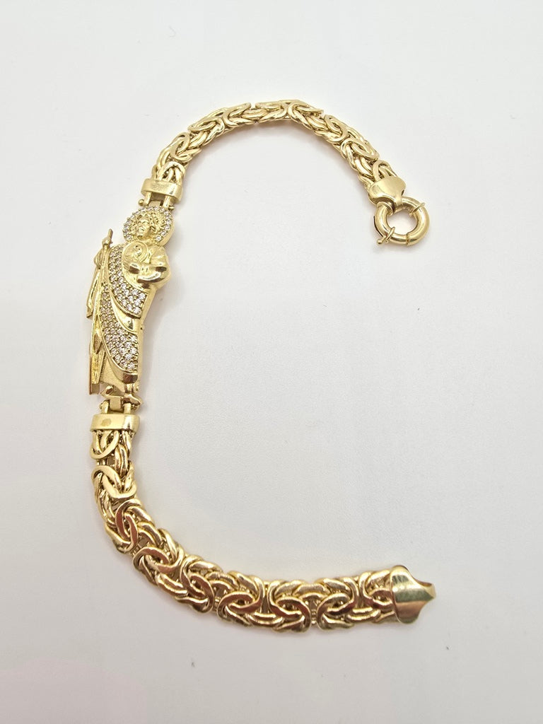10KT SAN JUDAS BYZENTINE BRACELET Size 7.5INCH 7MM Weight 10.9GR