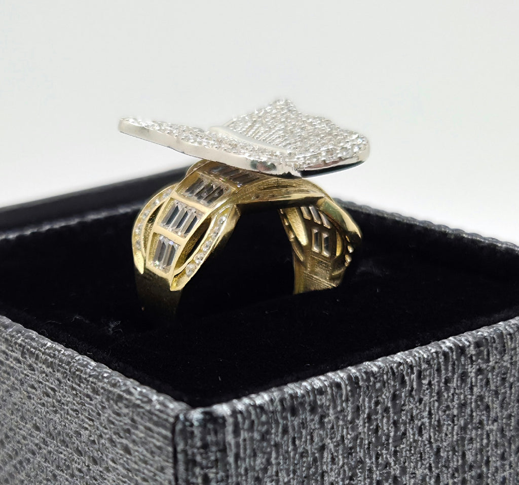 14KT BIG CZ BUTTERFLY RING Size 7 Weight 6.4GR