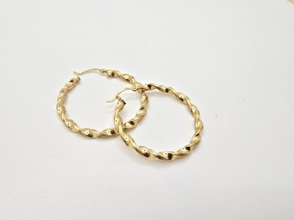 10KT ROPE DESIGN TWISTED HOOPS EARRINGS Size 3MM Weight 2.4GR