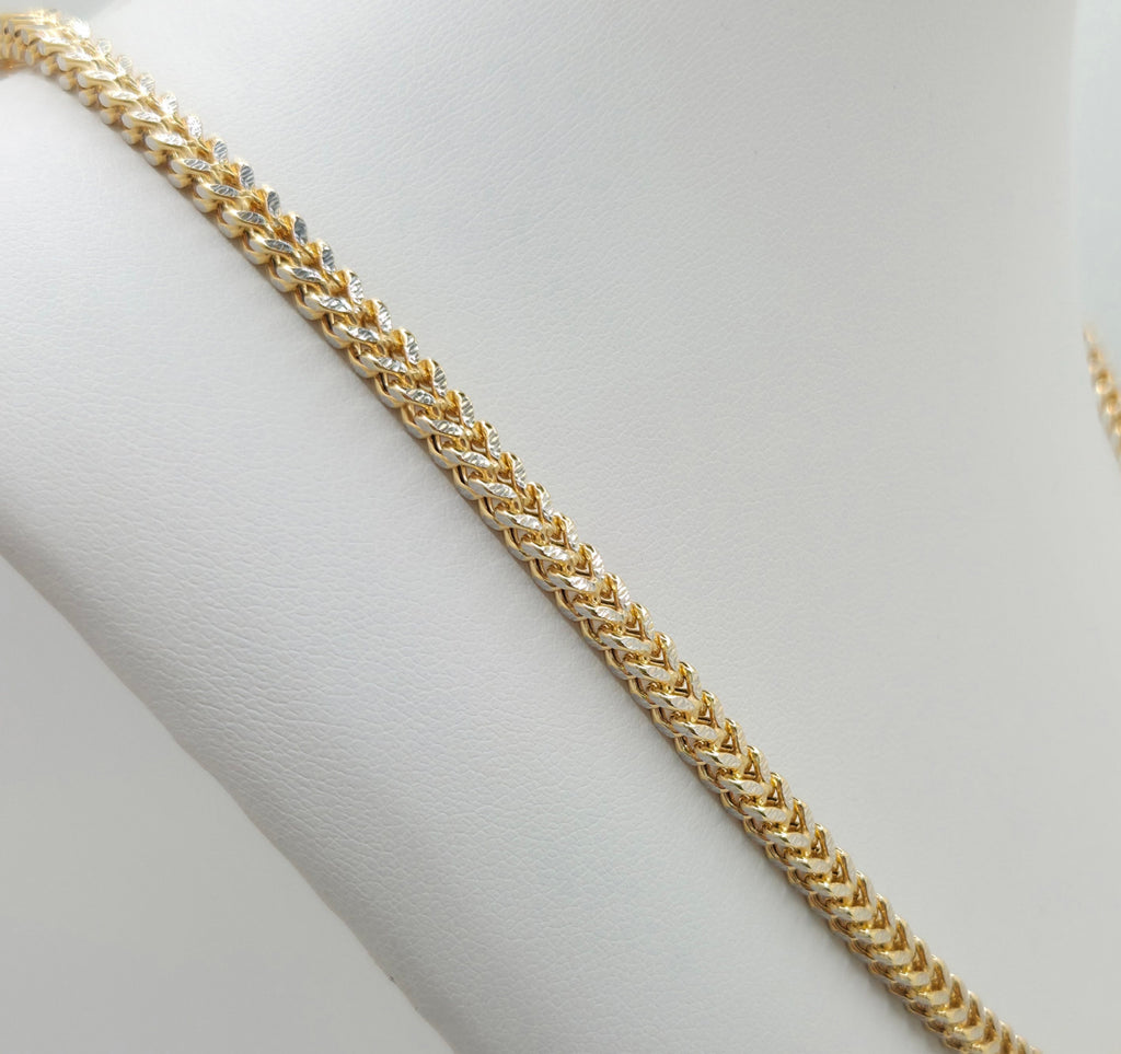 10KT TWO TONE HOLLOW FRANCO   Size 4MM 24INCH Weight 16.8GR