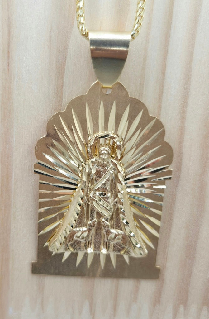 10KT DIAMOND CUT FLAT HOUSE STYLE SAN LAZARO PENDANT Weight 15.8GR