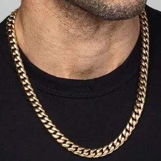 14KT SEMISOLID MIAMI CUBAN CHAIN Size 22INCH 10MM Weight 54.6GR