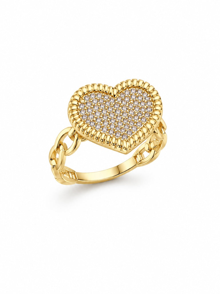 10KT ELEGANT CZ HEART RING Size 7 & 8 Weight 4.1GR