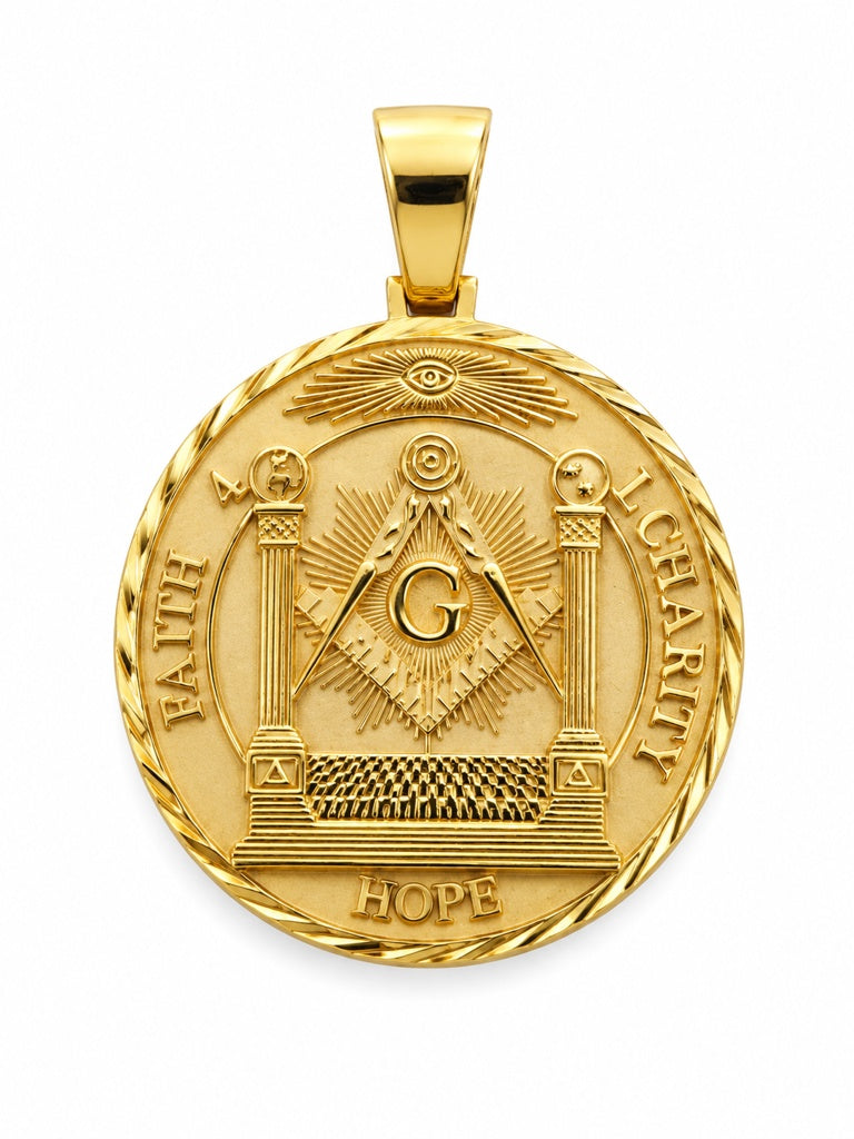 10KT SOLID MASONIC PENDANT