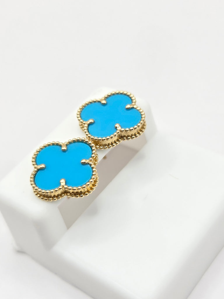 10KT LARGE BLUE SKY CLOVER EARRINGS Size LARGE Weigth 2.2GR