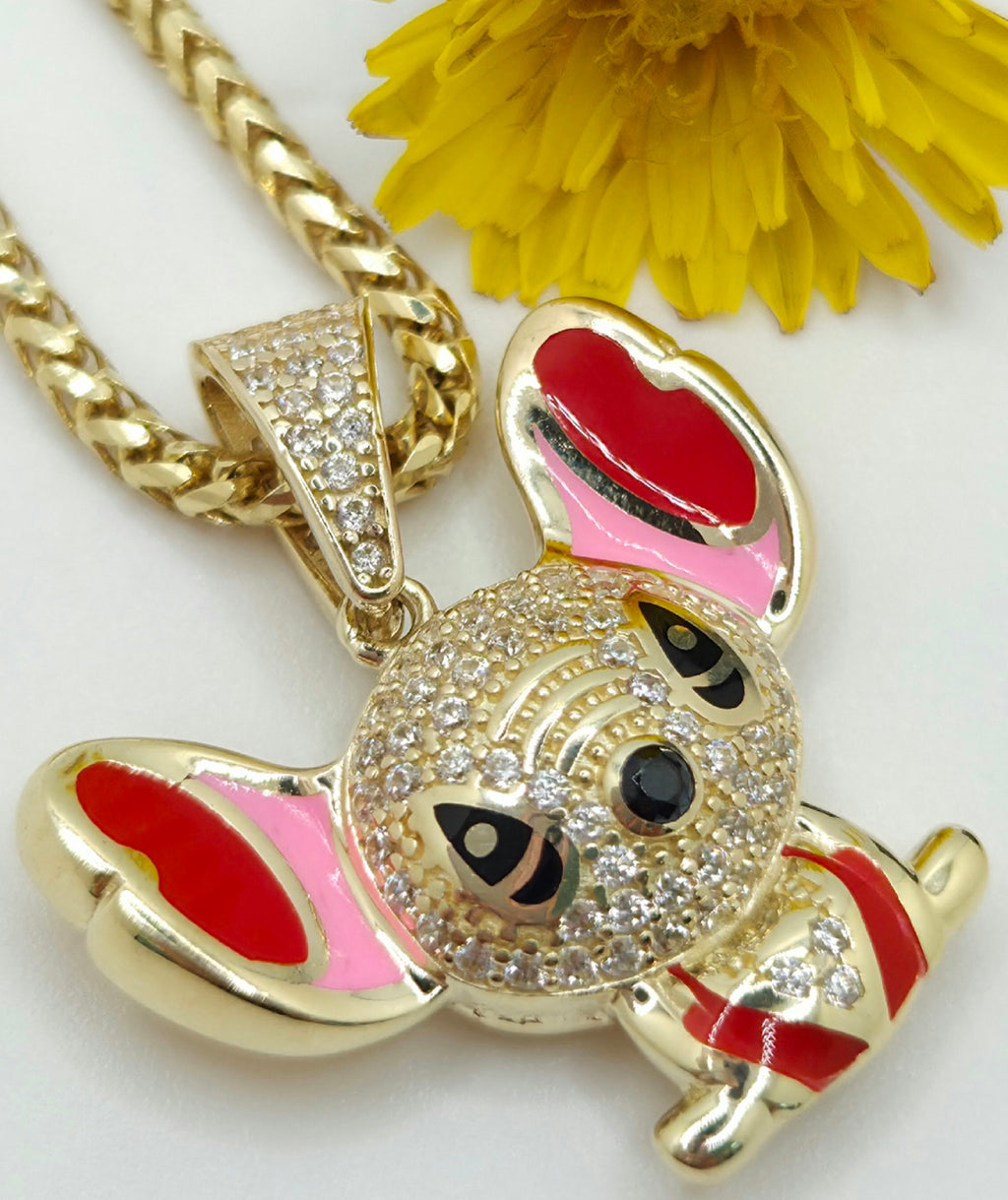 10KT CZ PINK STITCH PENDANT Weight 4.2GR