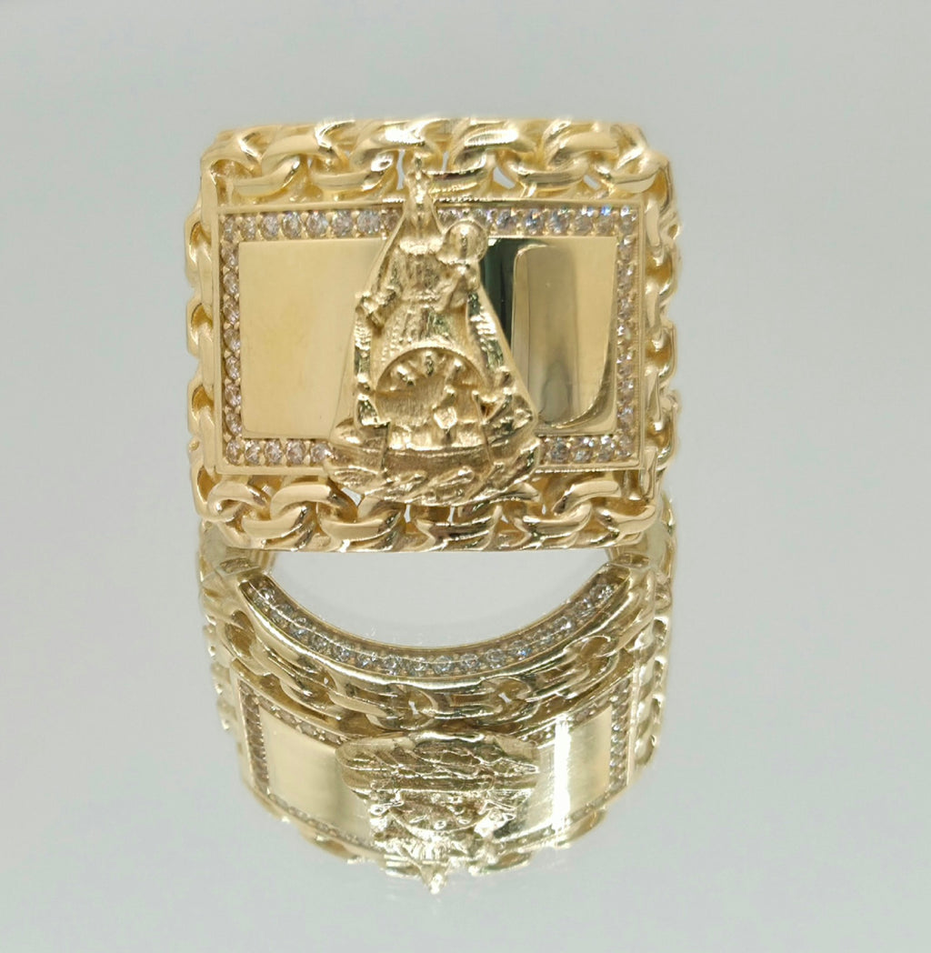 10KT CHINO LINK DETAIL RECTANGULAR CARIDAD RING Size 11 & 12 Weight 13.9GR