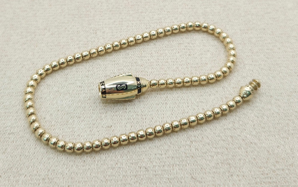 10KT CERTIFIED MONACO BEADED BRACELET Size 3MM 8INCH Weight 5GR