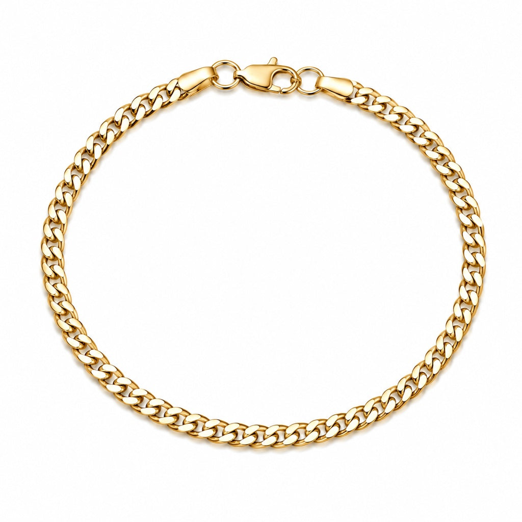 10KT CUBAN CURB FLAT BRACELET Size 7INCH 2MM