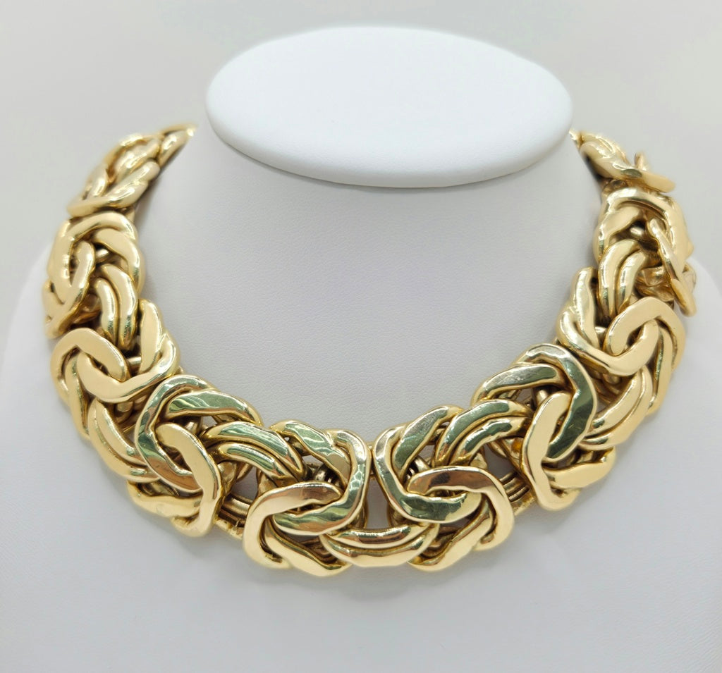 14KT BIG BYZENTINE NECKLACE Size 20INCH 28MM Weight 181.8GR