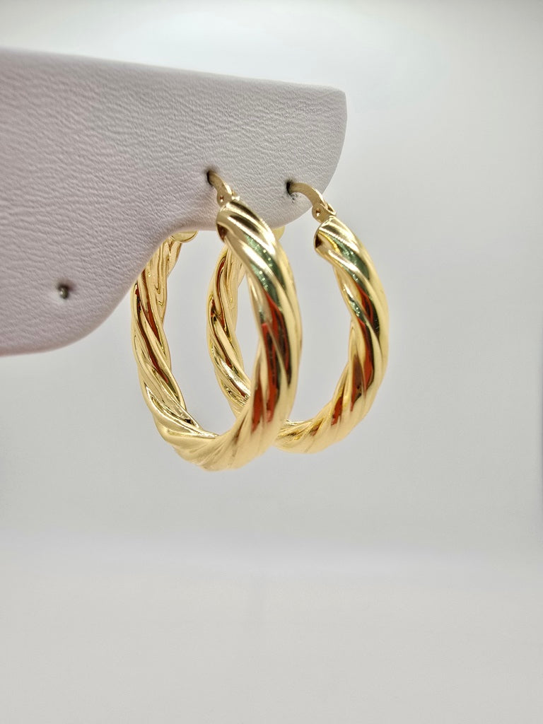 10KT  CROOKED HOOPS EARRINGS Size 3 5MM Weight 4.9GR