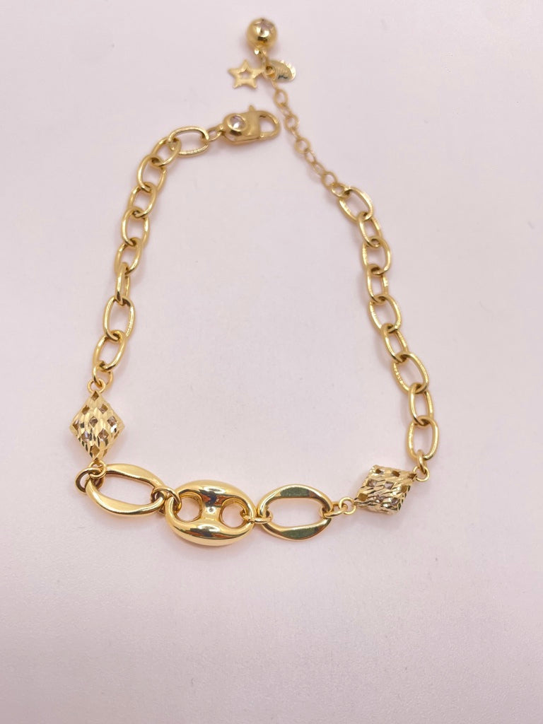 14KT PAPER CLIP BRACELET WITH RHOMBUS Size 8INCH Weight 5.2GR