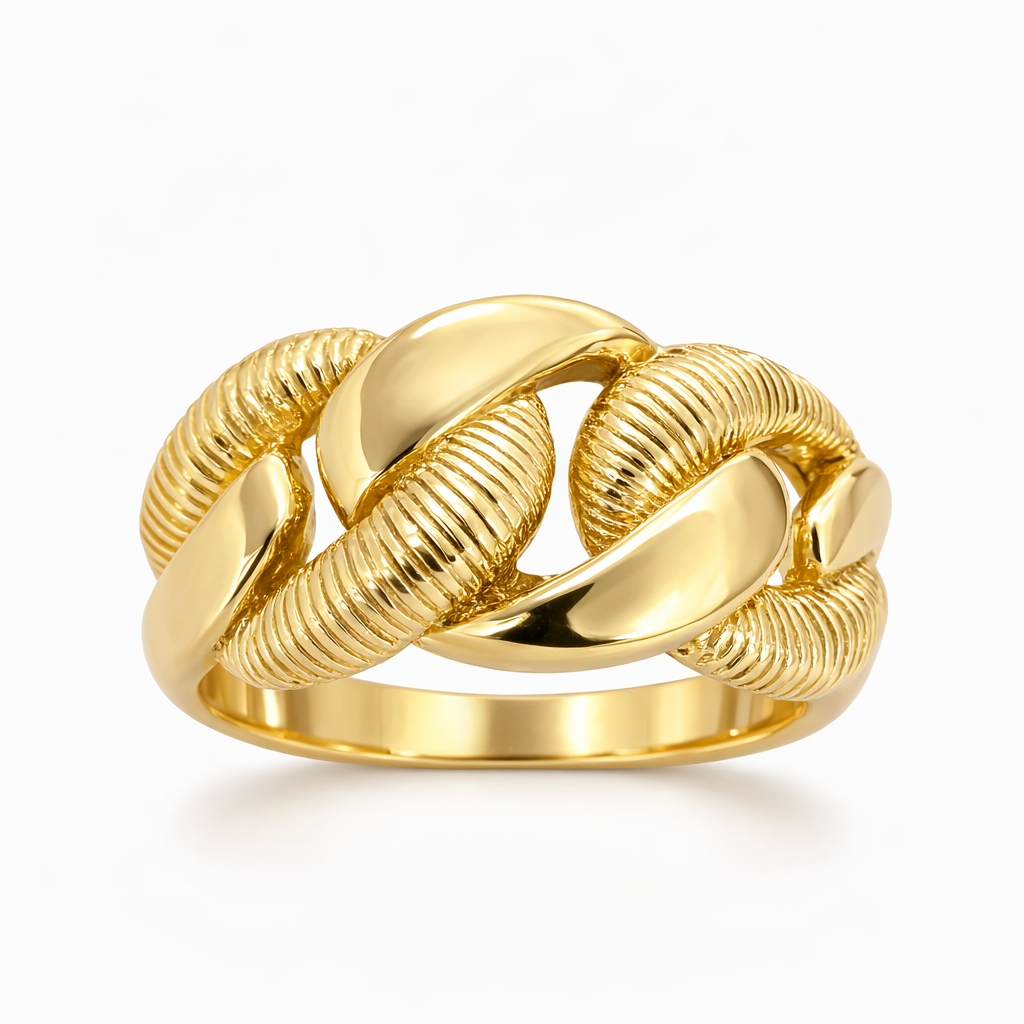 14KT CHAIN DESIGN RING Size 8 Weigth 5.9GR